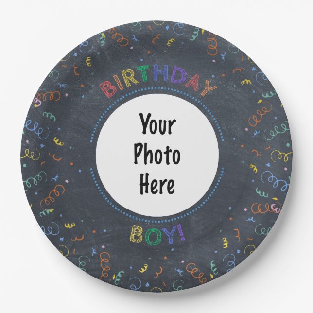 Plato De Papel Cajón de cumpleaños feliz cumpleaños (Anverso)