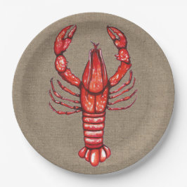 Plato De Papel Cajun Crawfish & Faux Burlap