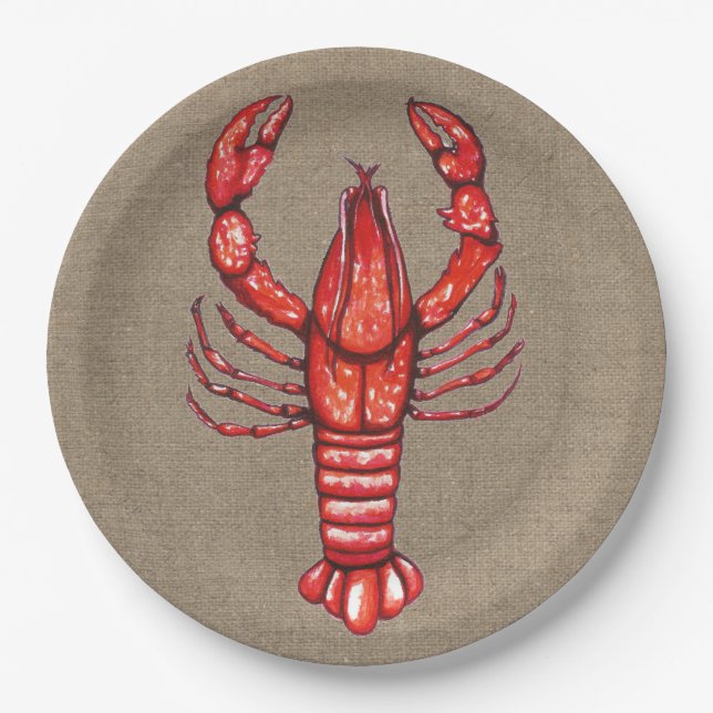 Plato De Papel Cajun Crawfish & Faux Burlap (Anverso)