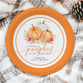 Plato De Papel Calabacita En Camino Invitación Floral Otoño para