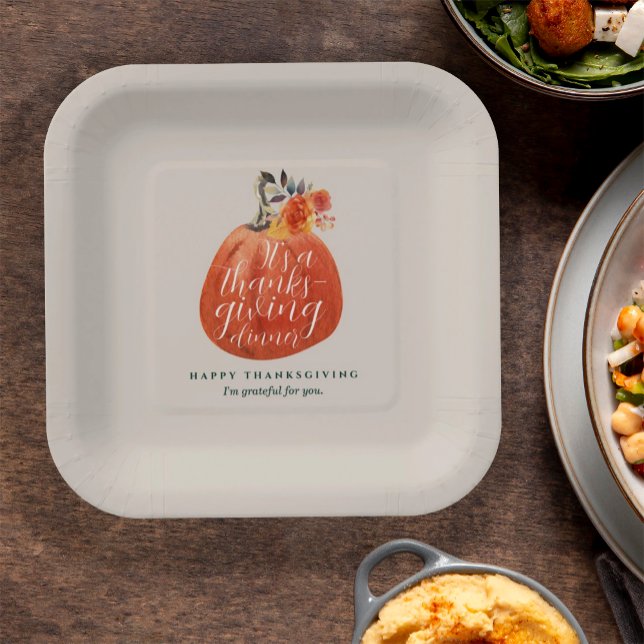 Plato De Papel Calabaza acuarela del Día de Acción de Gracias oto (Subido por el creador)