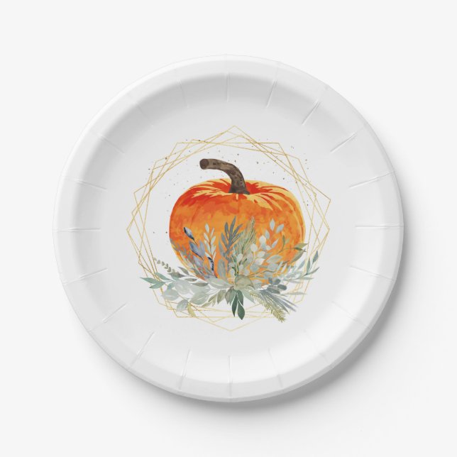 Plato De Papel Calabaza acuática elegante (Anverso)