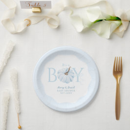 Plato De Papel Calabaza azul es un niño Baby Shower de otoño mode