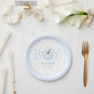 Plato De Papel Calabaza azul es un niño Baby Shower de otoño mode