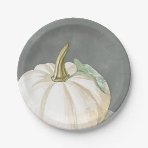 Plato De Papel Calabaza blanca caída de granja