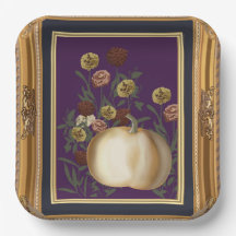 Calabaza Blanca Floral Malhumorada en Marco Dorado