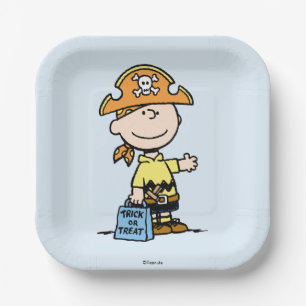 Plato De Papel Calabaza Charlie Brown Pirata Halloween
