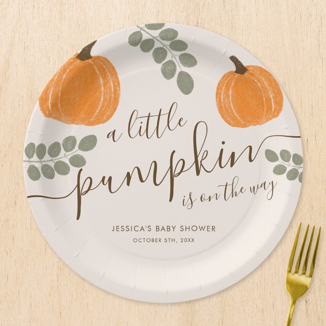 Plato De Papel Calabaza Cuta Eucalyptus Cae Baby Shower (Subido por el creador)