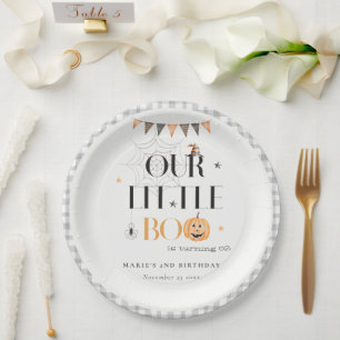 Plato De Papel Calabaza Cute Halloween Pequeños Niños Boo Cumplea