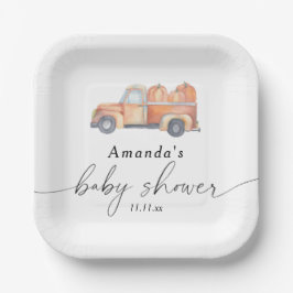 Plato De Papel Calabaza de camión ducha de bebé otoño