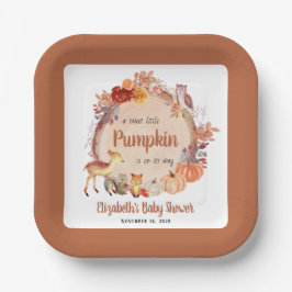 Plato De Papel Calabaza de carpintería Animales Terracota Baby Sh