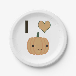 Plato De Papel Calabaza de corazón (amor)