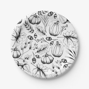 Plato De Papel Calabaza de cosecha de la cosecha de la caída del 