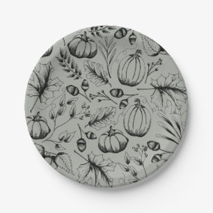Plato De Papel Calabaza de cosecha de la cosecha de la caída del
