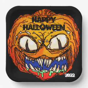 Plato De Papel Calabaza de Halloween