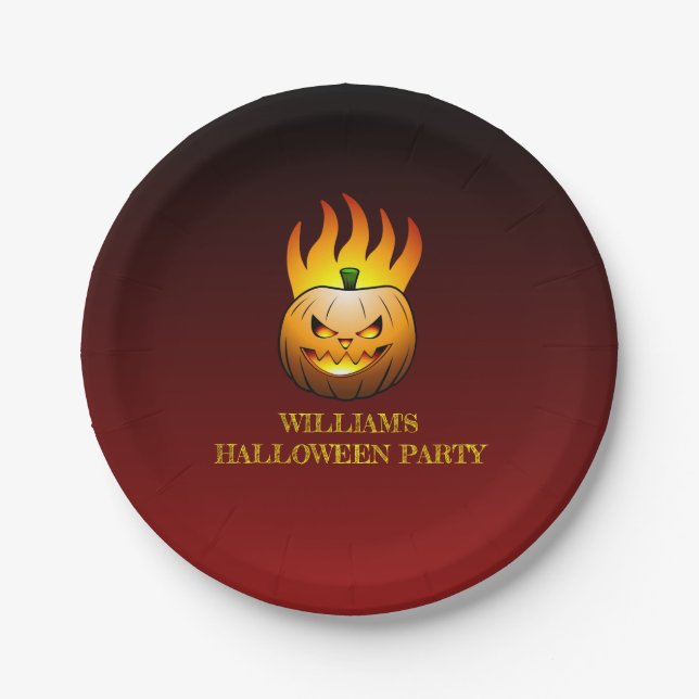 Plato De Papel Calabaza de Halloween (Anverso)