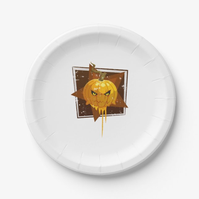 Plato De Papel Calabaza de Halloween (Anverso)