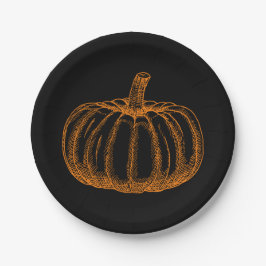 Plato De Papel Calabaza de Halloween esbozada