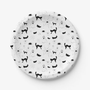 Plato De Papel Calabaza de Halloween murciélago de gato fantasma