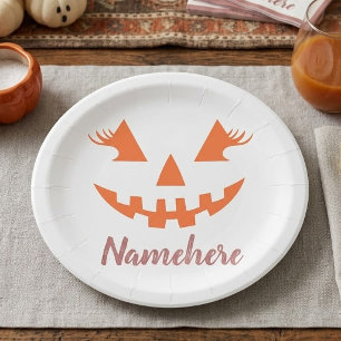 Plato De Papel Calabaza de Halloween personalizada femenina Jack 
