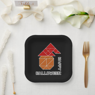 Plato De Papel Calabaza de Halloween y Gorra de Brujas
