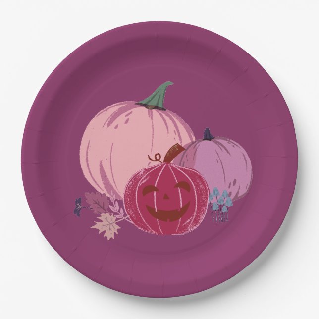 Plato De Papel Calabaza de la que hablar (Anverso)
