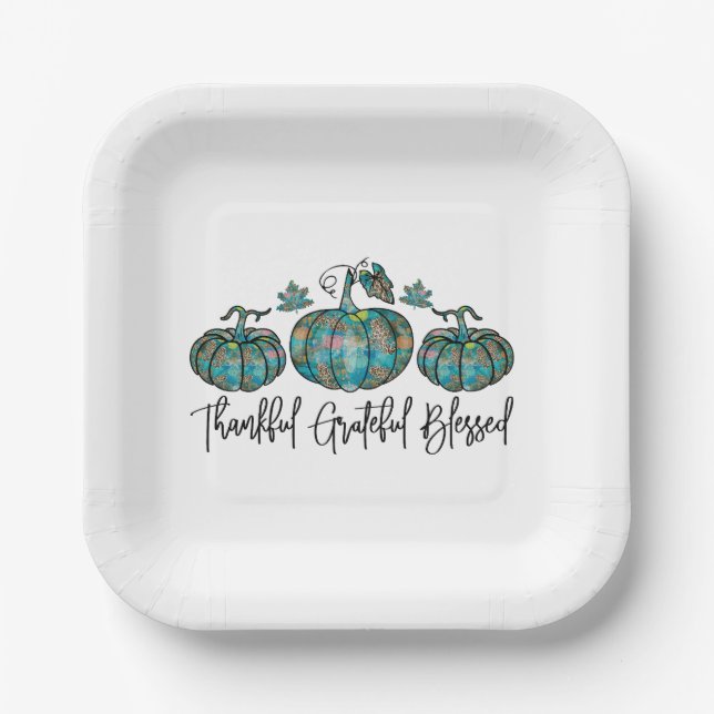 Plato De Papel Calabaza de Moda Boho (Anverso)