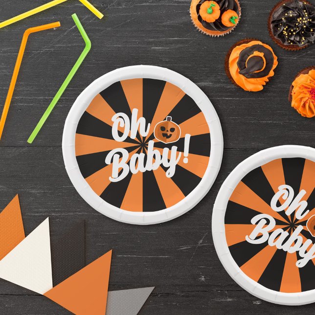 Plato De Papel Calabaza de Naranja negro Oh Baby Halloween Baby S (Subido por el creador)
