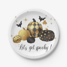 Plato De Papel Calabaza de oro Hagamos Halloween de fantasía