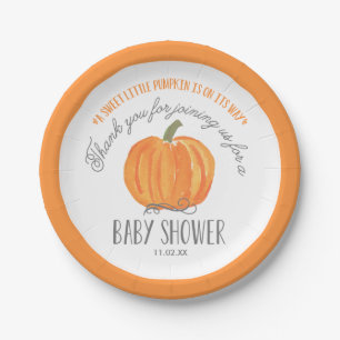 Plato De Papel Calabaza de otoño   Placa de papel Baby Shower