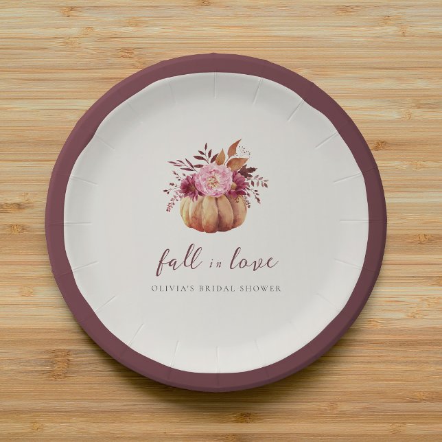 Plato De Papel Calabaza de otoño y flores silvestres caen en la d (Subido por el creador)