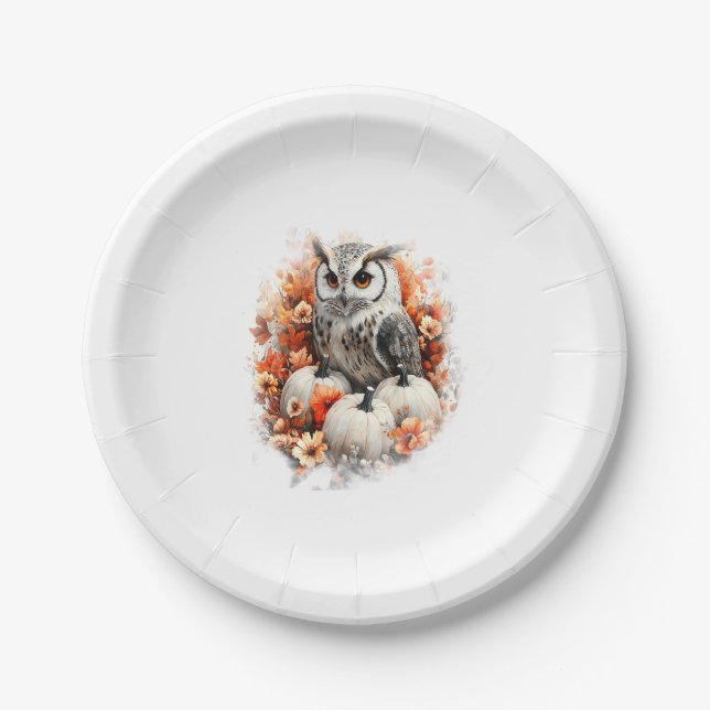 Plato De Papel Calabaza de Owl Country (Anverso)