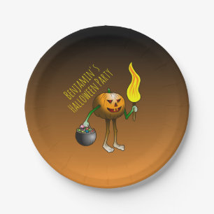 Plato De Papel Calabaza de Truco o Trato