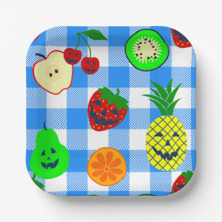 Plato De Papel calabaza de verano azul de Halloween fruta