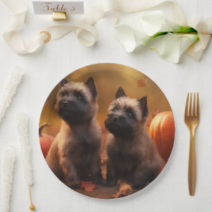 Plato De Papel Calabaza deslumbrante de Cairn Terrier