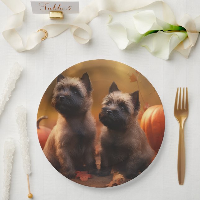 Plato De Papel Calabaza deslumbrante de Cairn Terrier (Boda)
