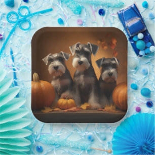 Plato De Papel Calabaza deslumbrante Schnauzer Ppy Autumn