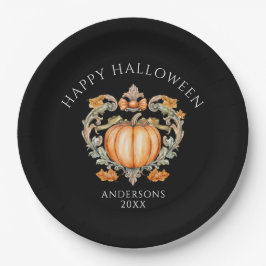 Plato De Papel Calabaza Elegante de Otoño 