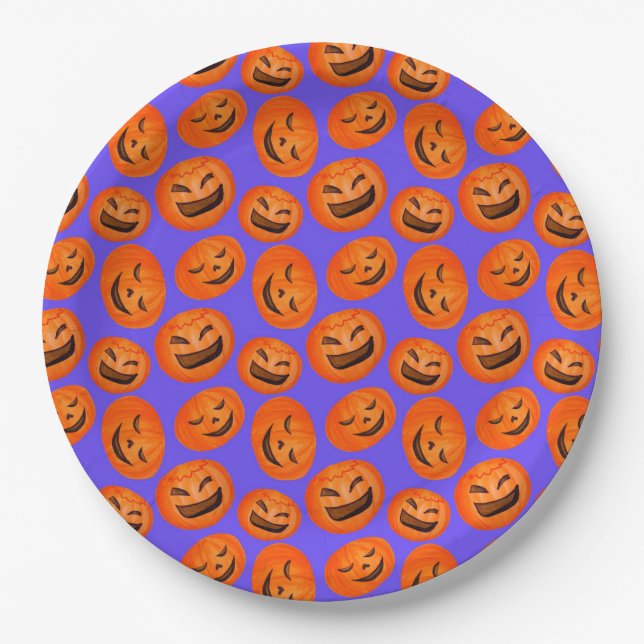 Plato De Papel Calabaza espeluznante de cadera Halloween de fiest (Anverso)