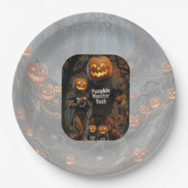 Plato De Papel Calabaza espeluznante Monstruo Bash Fiesta de Hall