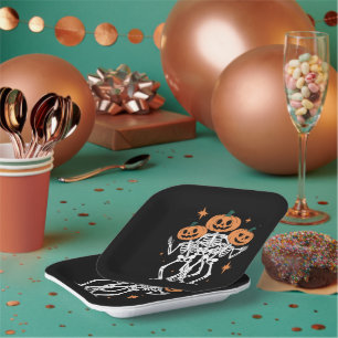 Plato De Papel Calabaza Esqueleto Calabaza de Halloween Temporada