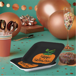 Plato De Papel Calabaza feliz de Halloween