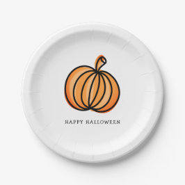 Plato De Papel Calabaza feliz de Halloween