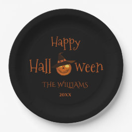 Plato De Papel Calabaza feliz Halloween personalizada