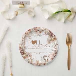 Plato De Papel Calabaza Floral Caída Baby Shower Neutral