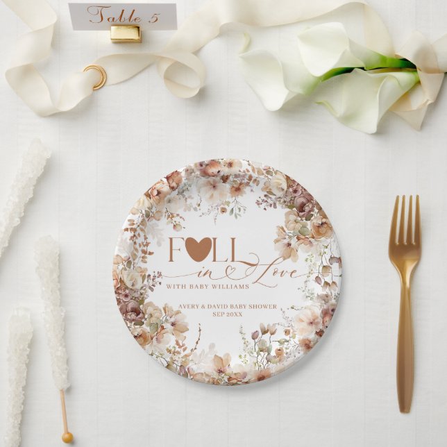 Plato De Papel Calabaza Floral Caída Baby Shower Neutral (Boda)