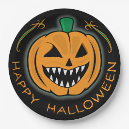 Plato De Papel Calabaza malvada