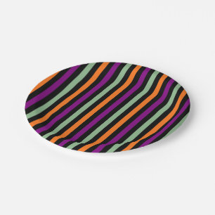 Plato De Papel Calabaza, morado, verde y negro