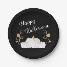 Plato De Papel Calabaza negra linda feliz Halloween