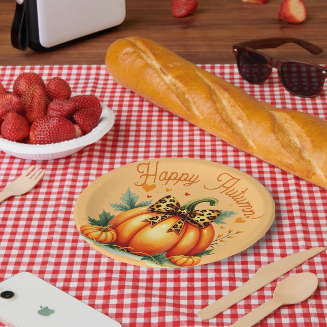 Plato De Papel Calabaza otoñal (Picnic)